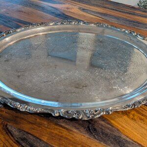Wallace Baroque Silver Plate Footed Butler Tray 29"